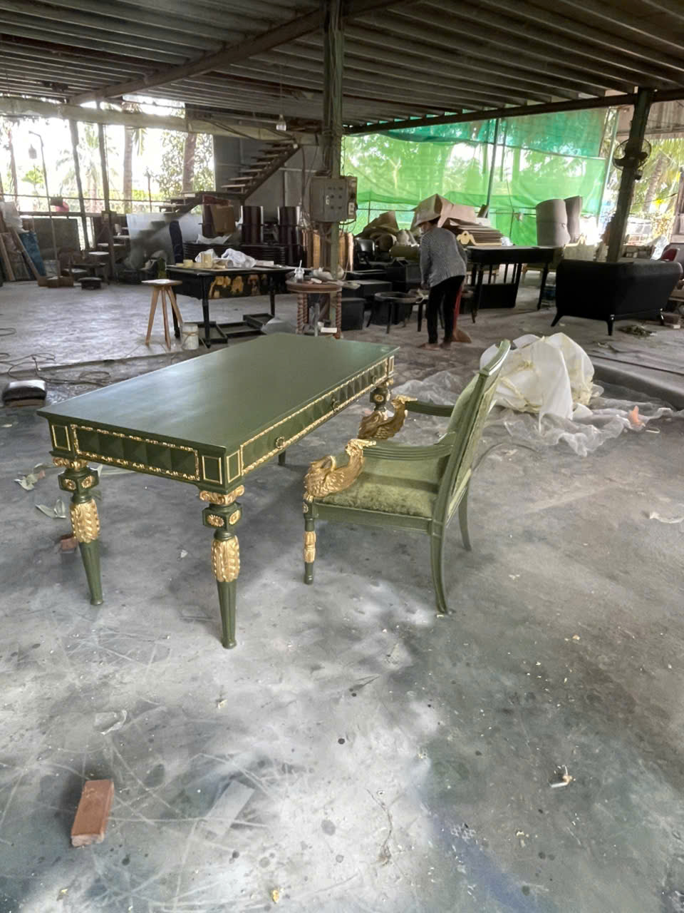 Ghế armchair tân cổ điển LOUIS XVI dát vàng